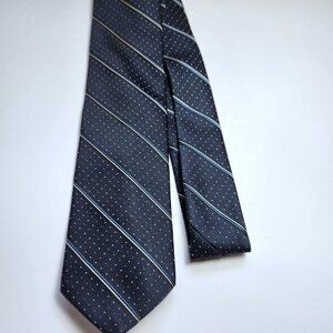 Johnny Carson Mens Necktie Vintage Blue with White Dots and White & Blue